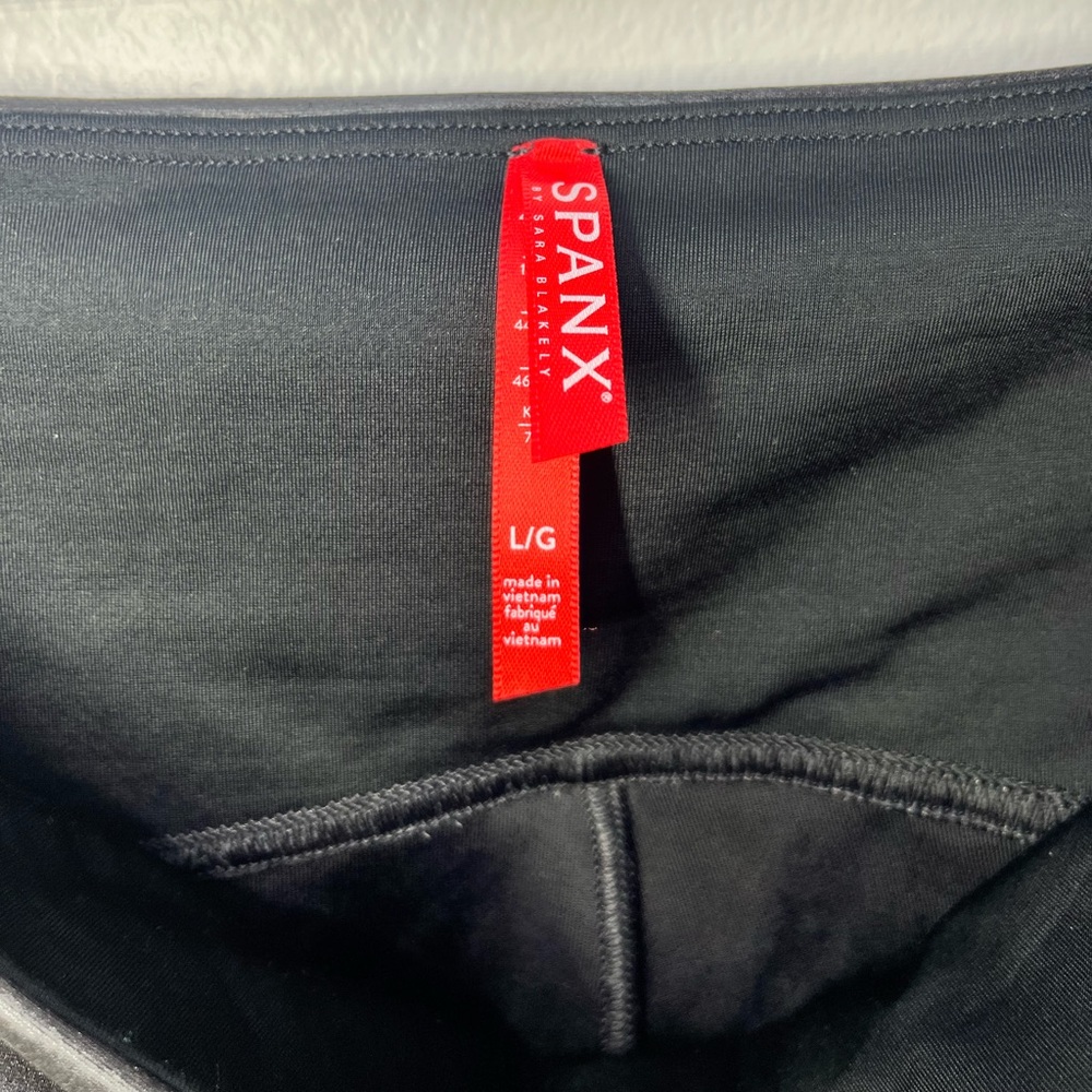 SPANX Faux Leather Leggings Black Size L High Rise Stretch - Picture 7 of 14